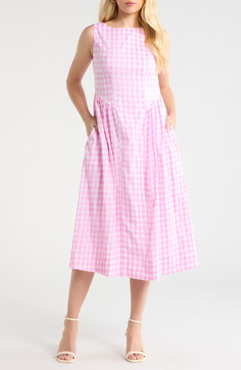 Gingham Fit & Flare Midi Dress