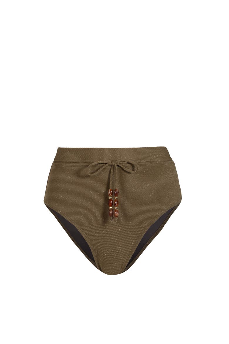 Belted Hi Waist Hi Leg Bikini Bottom, Main, color, Martini Metallic