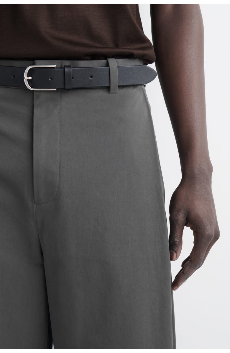 COS Wide-Leg Pleated Cotton Pants, Alternate, color, Gray