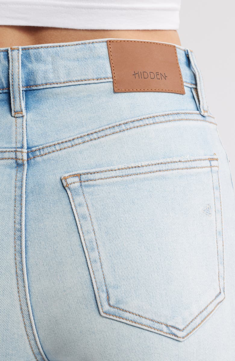 HIDDEN JEANS Distressed High Waist Raw Hem Wide Leg Jeans, Alternate, color, Light Wash