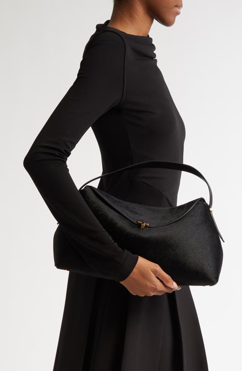 Totême Toteme T-lock Genuine Calf Hair Top Handle Bag In Black