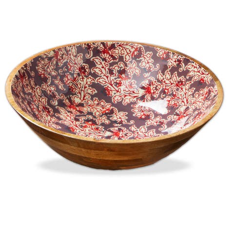 Jasmine Wood Enamel Multicolor Serving Bowl Hand Wash Only