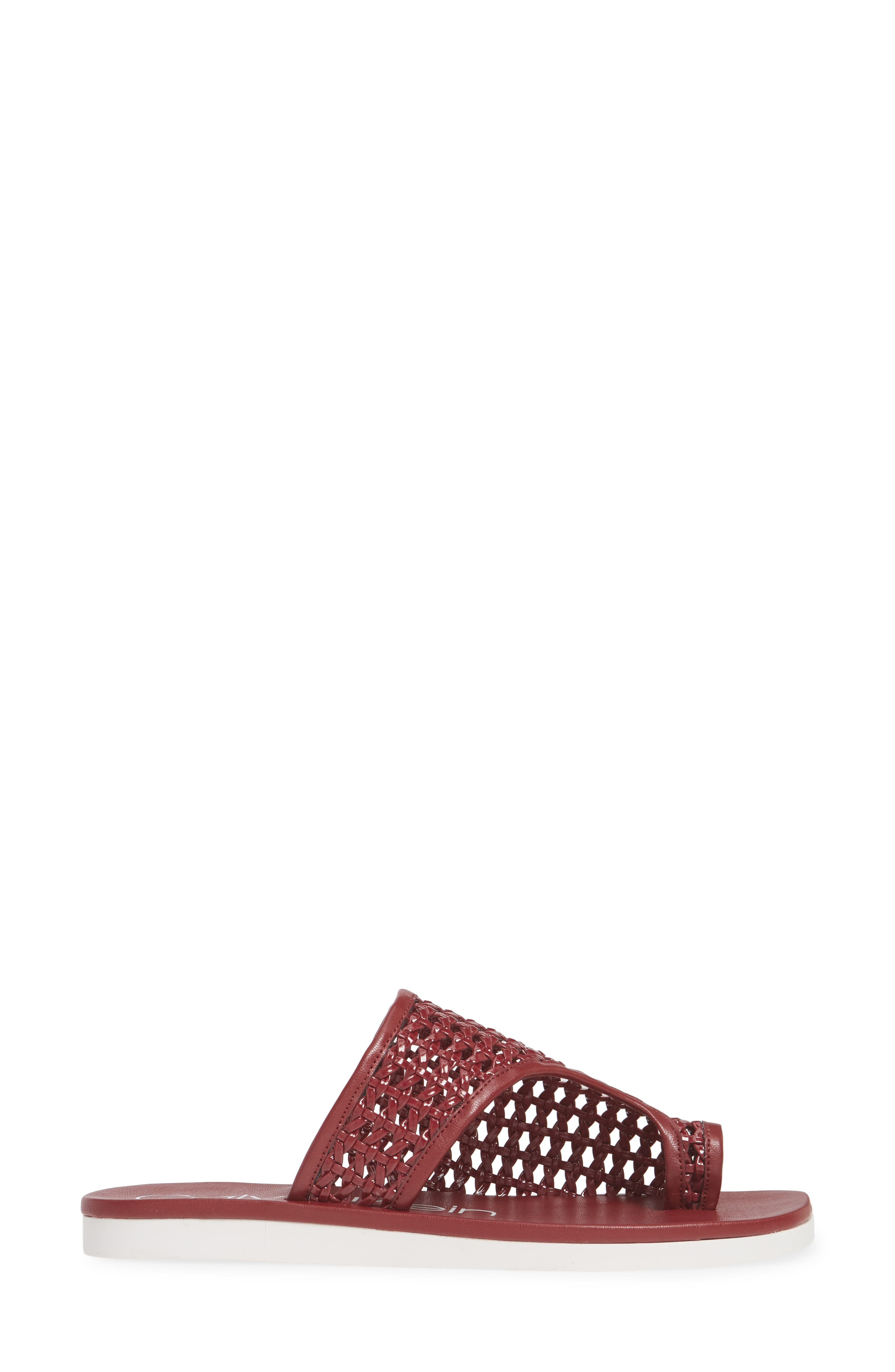 Rilla Woven Slide Sandal, Alternate, color, BARN RED PATENT LEATHER