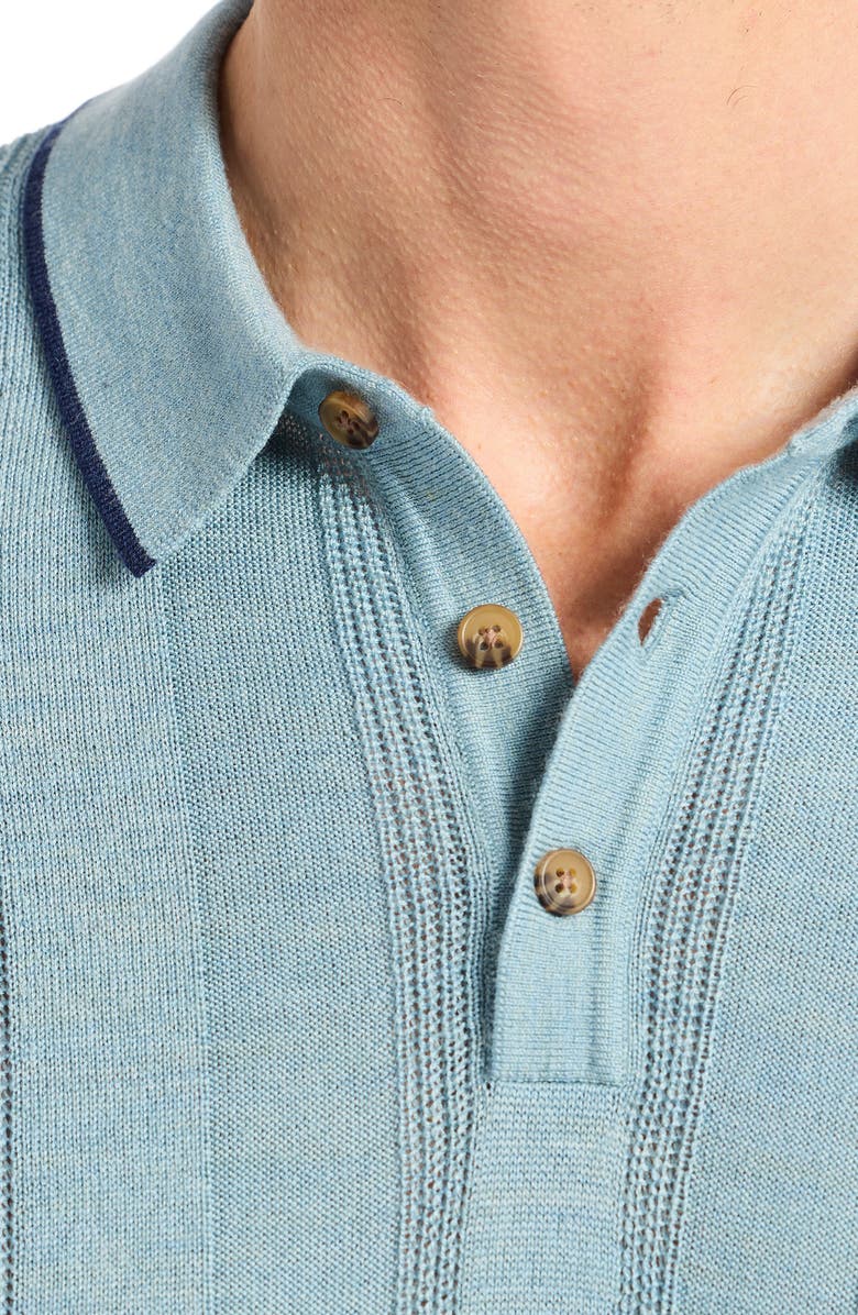 Robert Graham Edvan Merino Wool Blend Polo Sweater, Alternate, color, Slate Blue