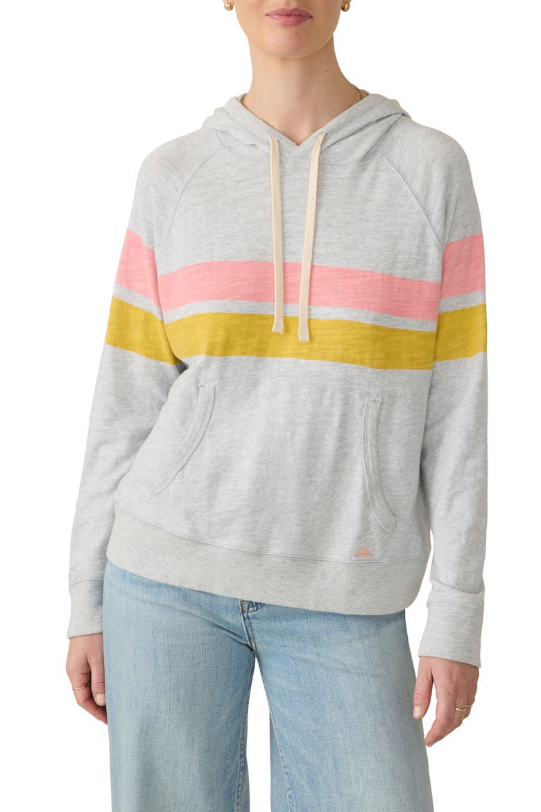 Sunwashed Stripe Slub Organic Cotton Hoodie, Main, color, GOLDEN SUNSET STRIPE