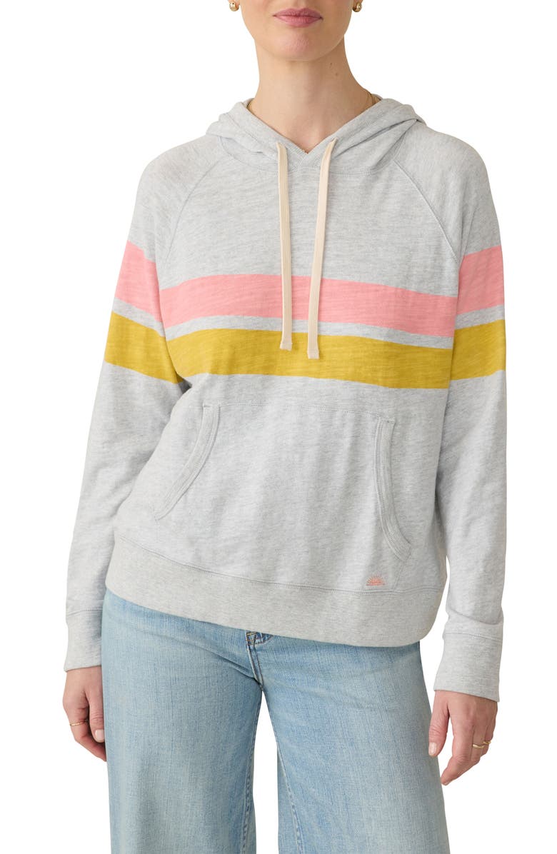 Faherty Sunwashed Stripe Slub Organic Cotton Hoodie, Main, color, Golden Sunset Stripe