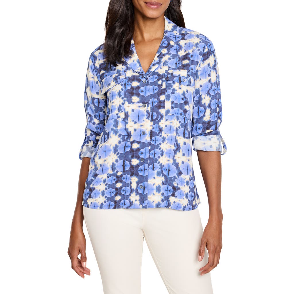 Nic + Zoe Nic+zoe Shibori Stone Shirt In Blue