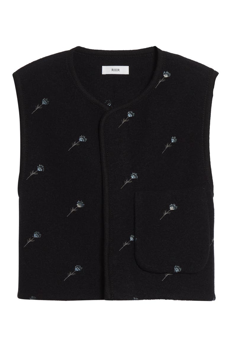 Walker Floral Embroidered Wool Vest, Alternate, color, BLACK FLOWERS FELTED