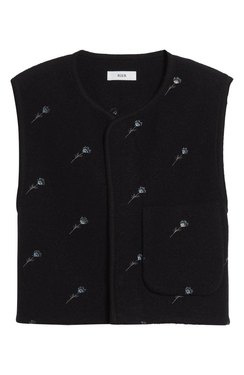 RIER Walker Floral Embroidered Wool Vest, Alternate, color, Black Flowers Felted