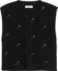 RIER Walker Floral Embroidered Wool Vest