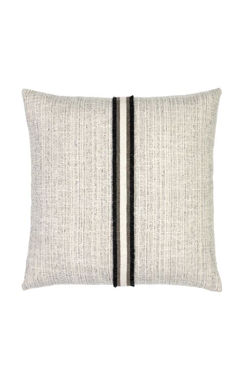 Entity Linen with Chenille Band Applique Indoor & Outdoor Woven Accent Pillow