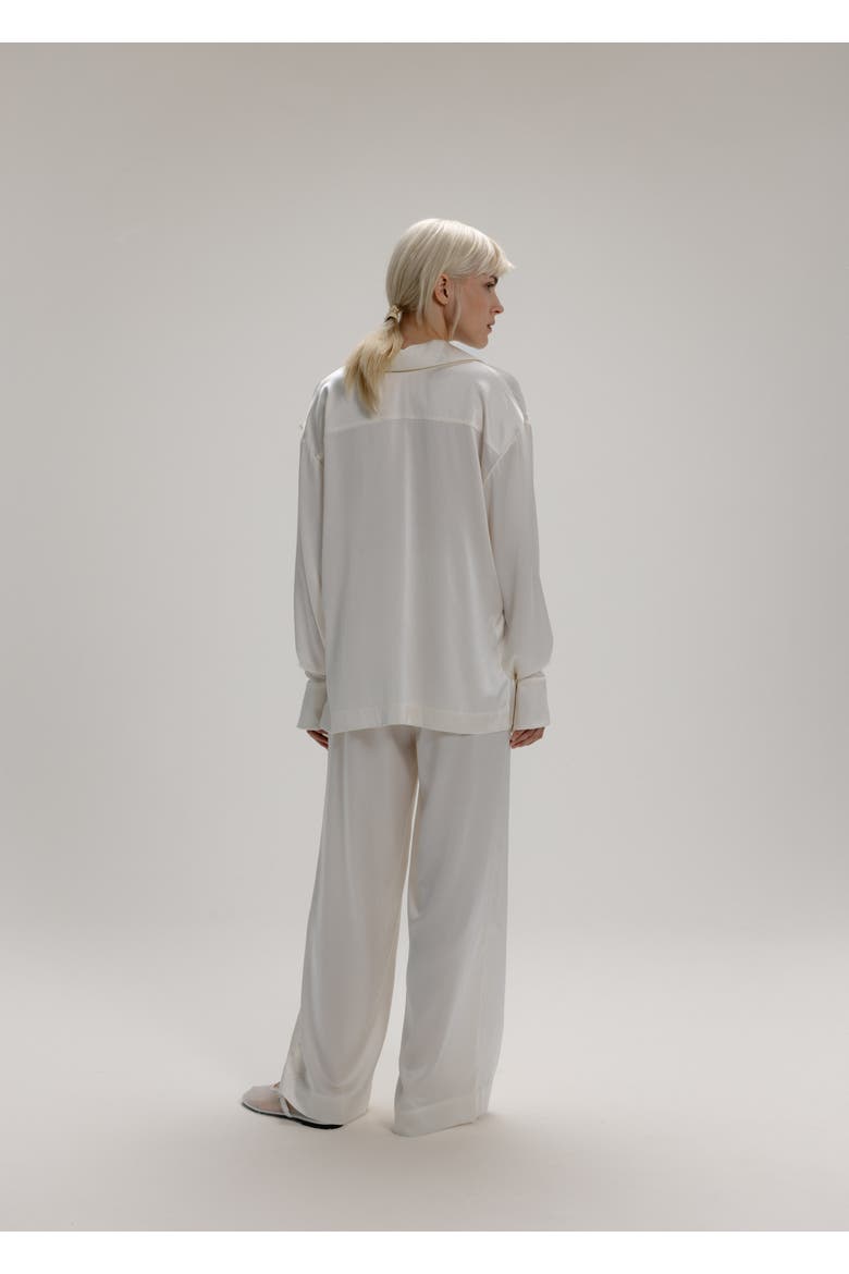 Silk Button Up Shirt, Alternate, color, Milk White