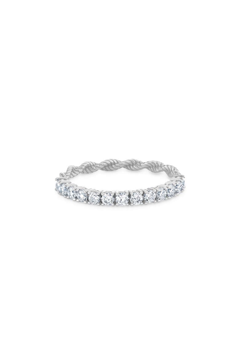 Cubic Zirconia Half Eternity Twisted Band Ring, Alternate, color, PURE PLATINUM / CLEAR STONE
