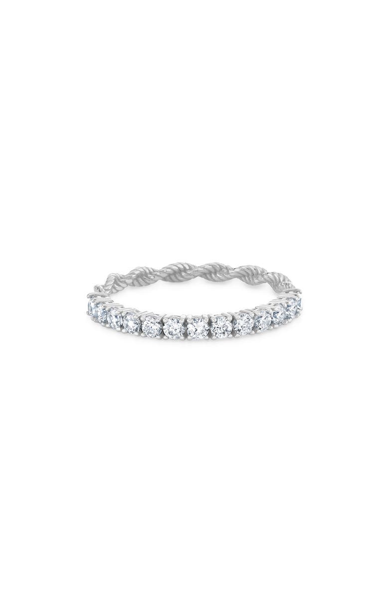 Crislu Cubic Zirconia Half Eternity Twisted Band Ring, Alternate, color, Pure Platinum / Clear Stone