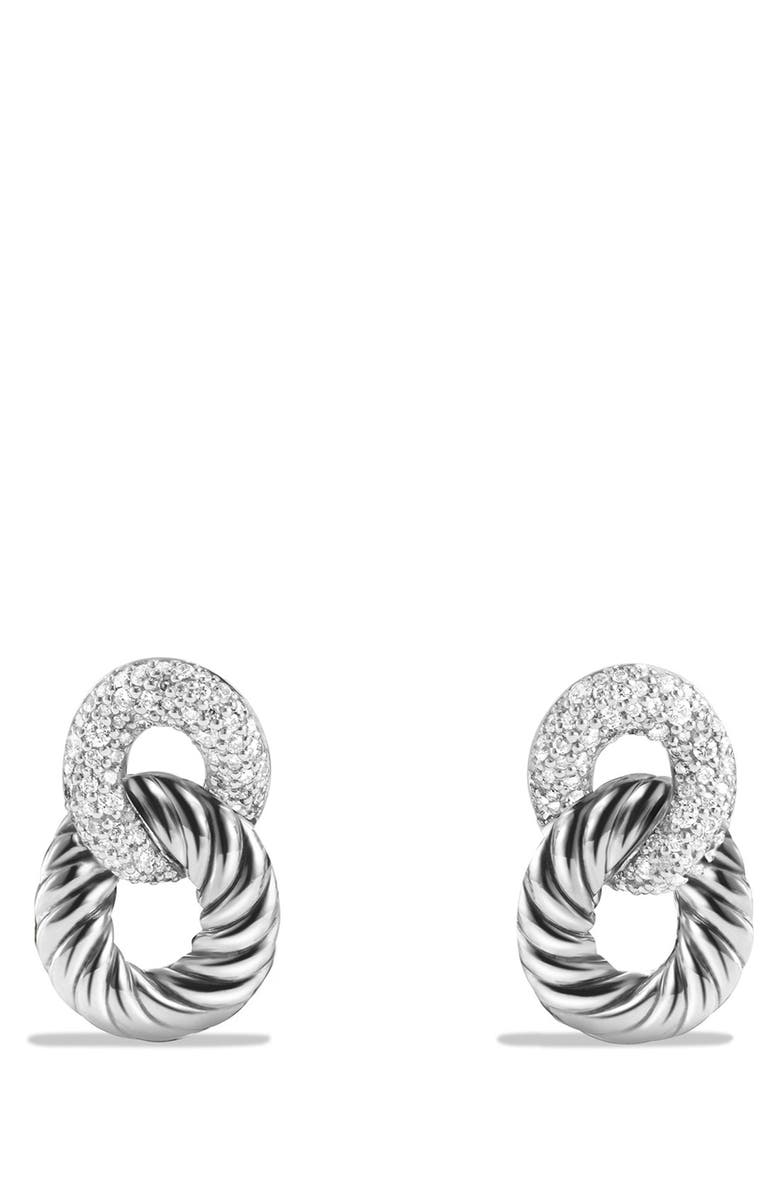David Yurman Belmont Curb Link Drop Earrings with Diamonds, Main, color, 