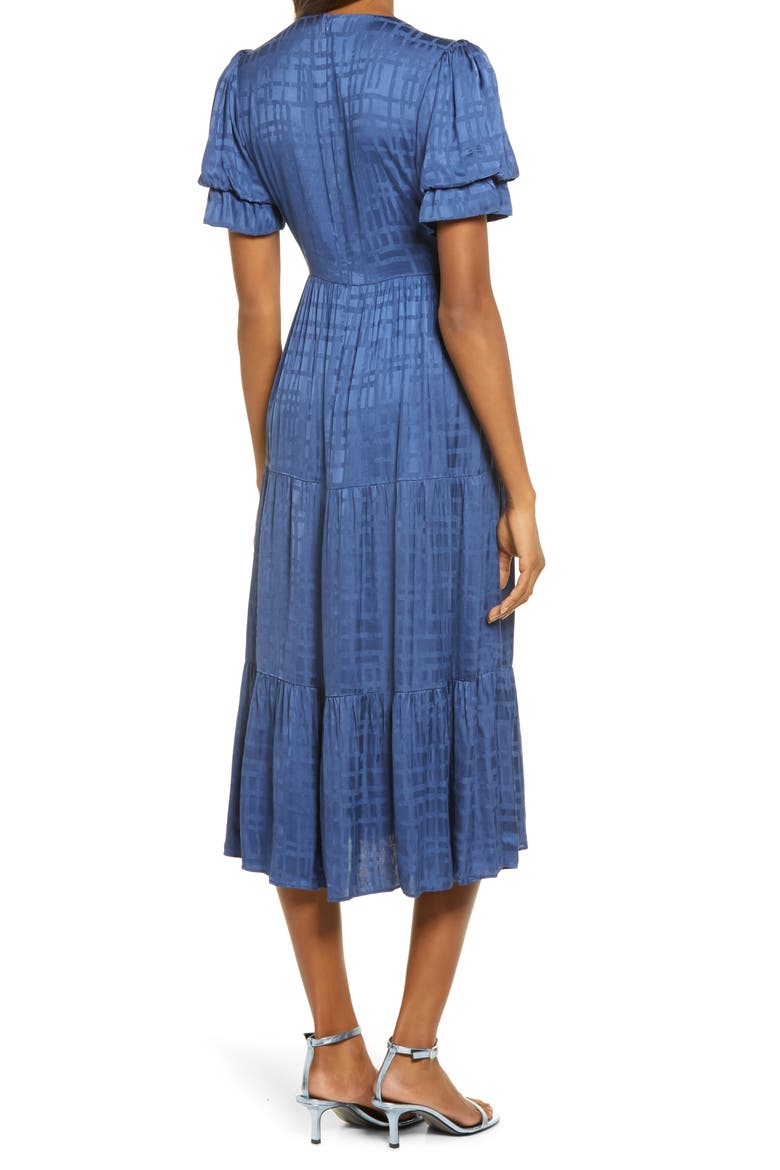 Marvella Jacquard Midi Dress, Alternate, color, BLUE