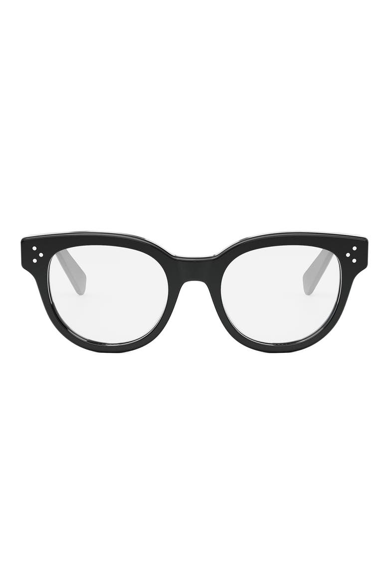 Bold 53mm Round Optical Glasses, Main, color, SHINY BLACK