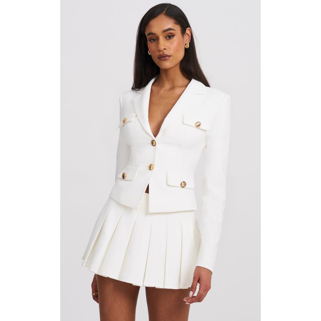 Miss Circle Oakley Structured Tailored Button Blazer Jacket In White