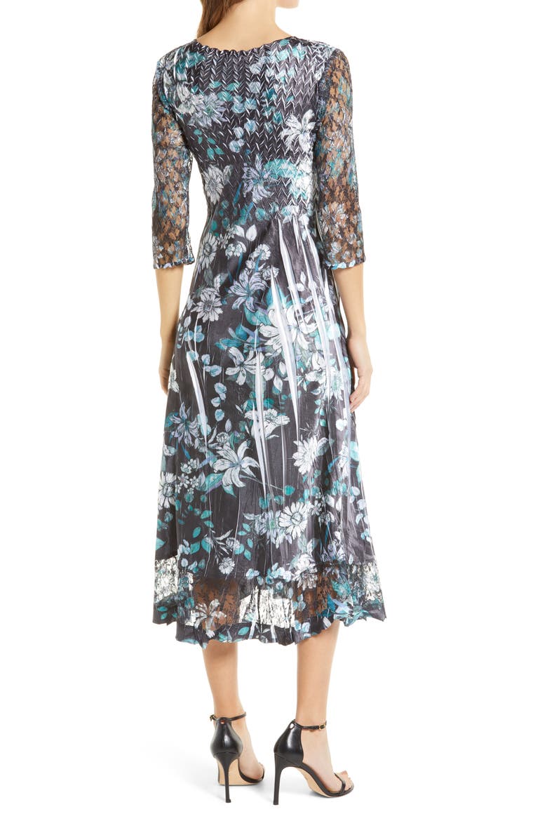 Charmeuse & Lace A-Line Dress, Alternate, color, LILLY BLOOM