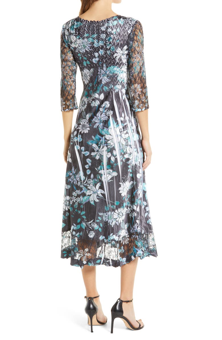 Komarov Charmeuse & Lace A-Line Dress, Alternate, color,