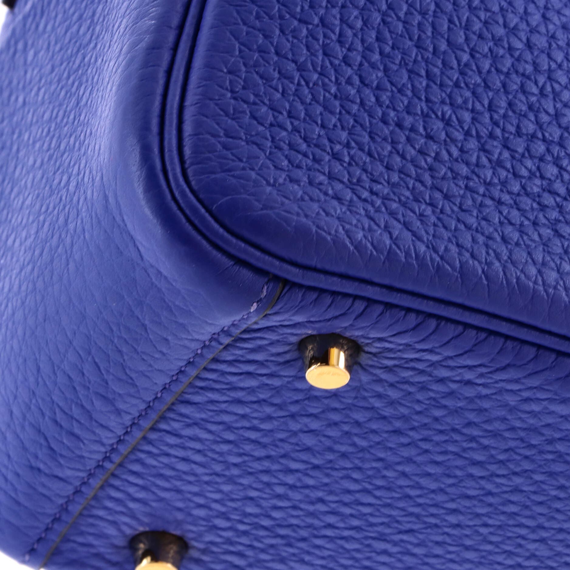 Pre-Owned Hermes Lindy Quadrille Bag Clemence with Canvas Mini, Alternate, color, Bleu Royal