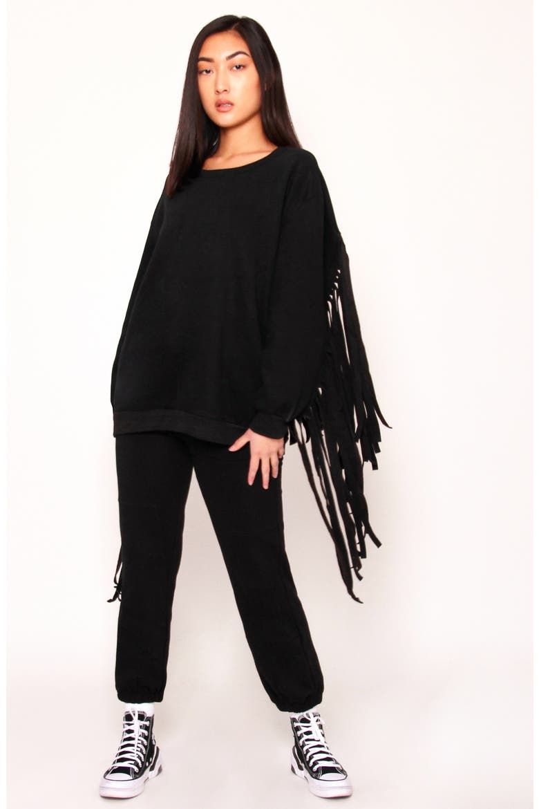 Joe Fringe Sweatshirt, Alternate, color, BLACK