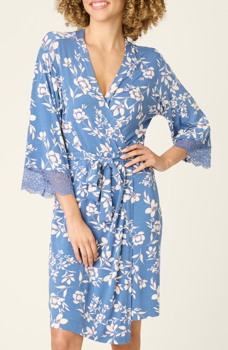 PJ Salvage Flora Dreams Short Robe, Main, color, Moonlight Blue