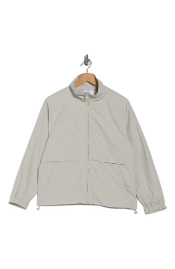Elodie Stand Collar Windbreaker In Gray