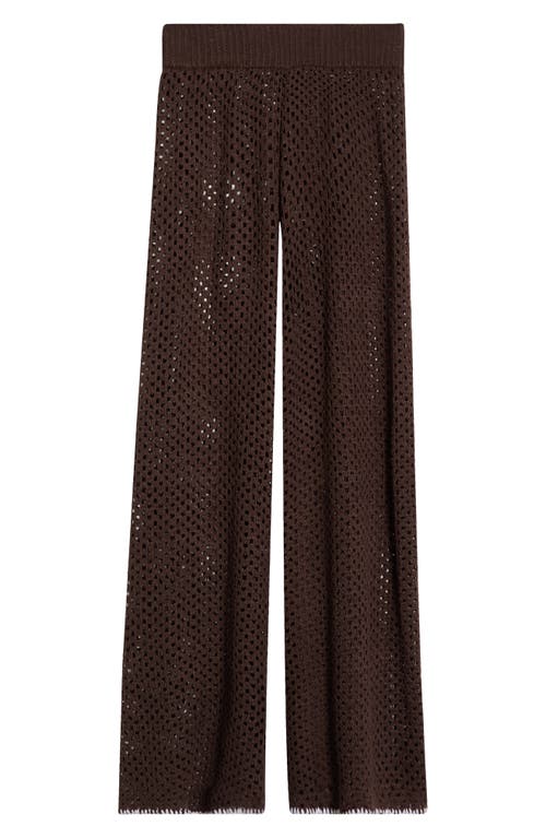 Elan Metallic Open Stitch Cover-up Pants In Brown