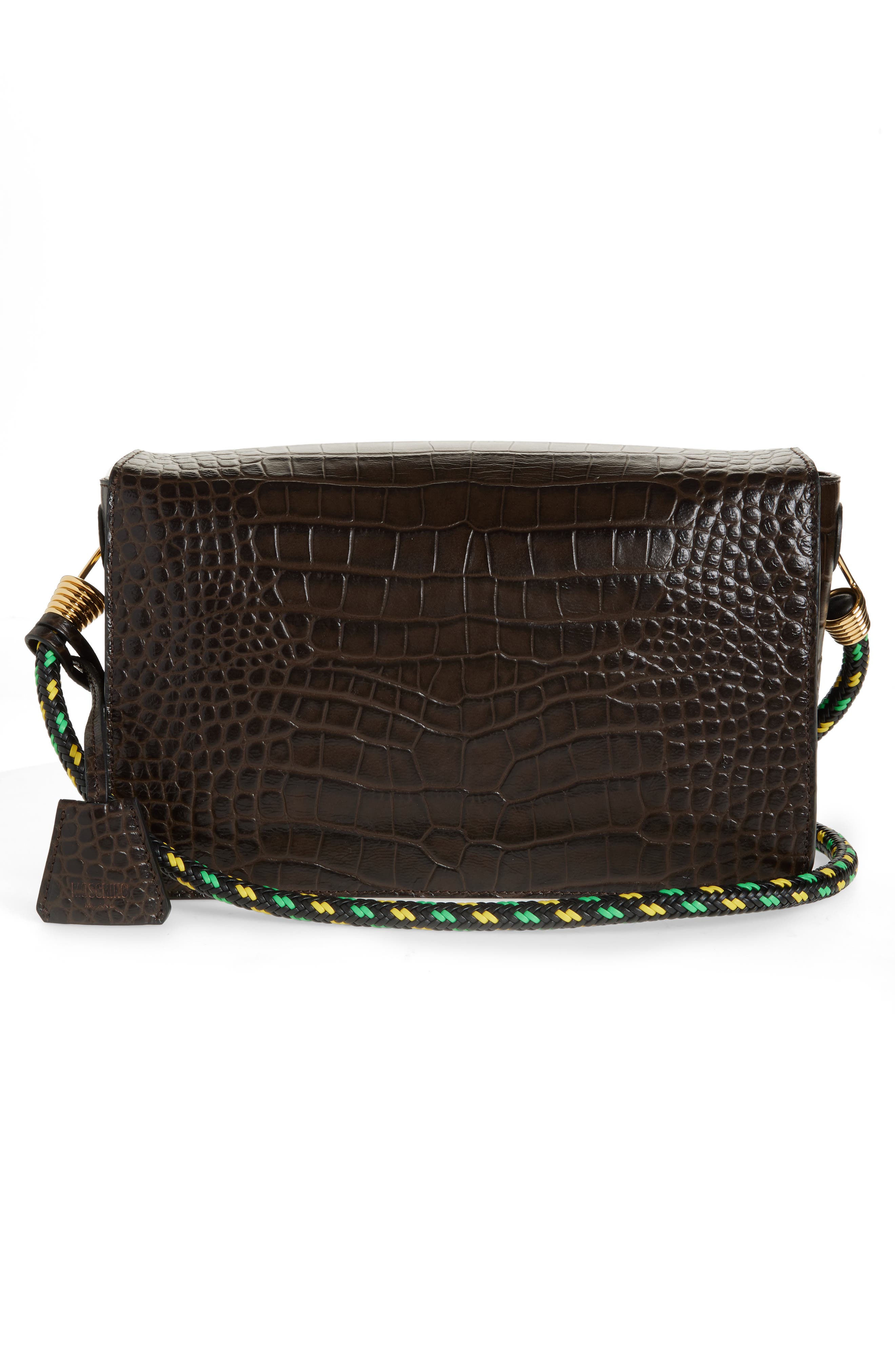 Moschino Braided Cord Leather Shoulder Bag, Alternate, color, 
