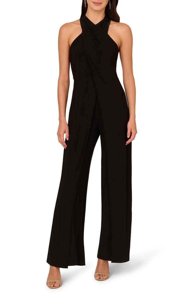 Adrianna Papell Crossover Neck Overlay Jumpsuit, Main, color, 