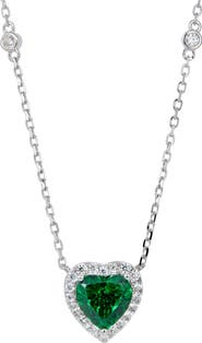 SAVVY CIE JEWELS Cubic Zirconia Heart Halo Pendant Necklace