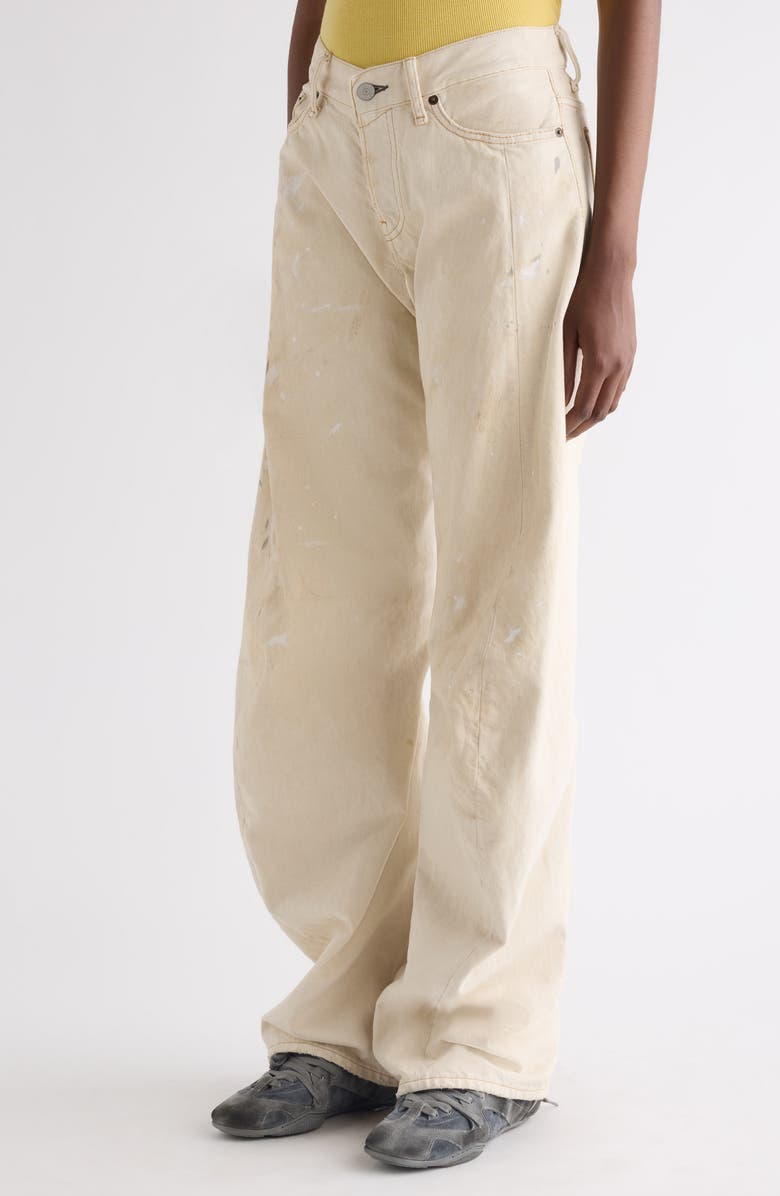Acne Studios 2023 Paint Splatter Loose Fit Jeans, Alternate, color, White