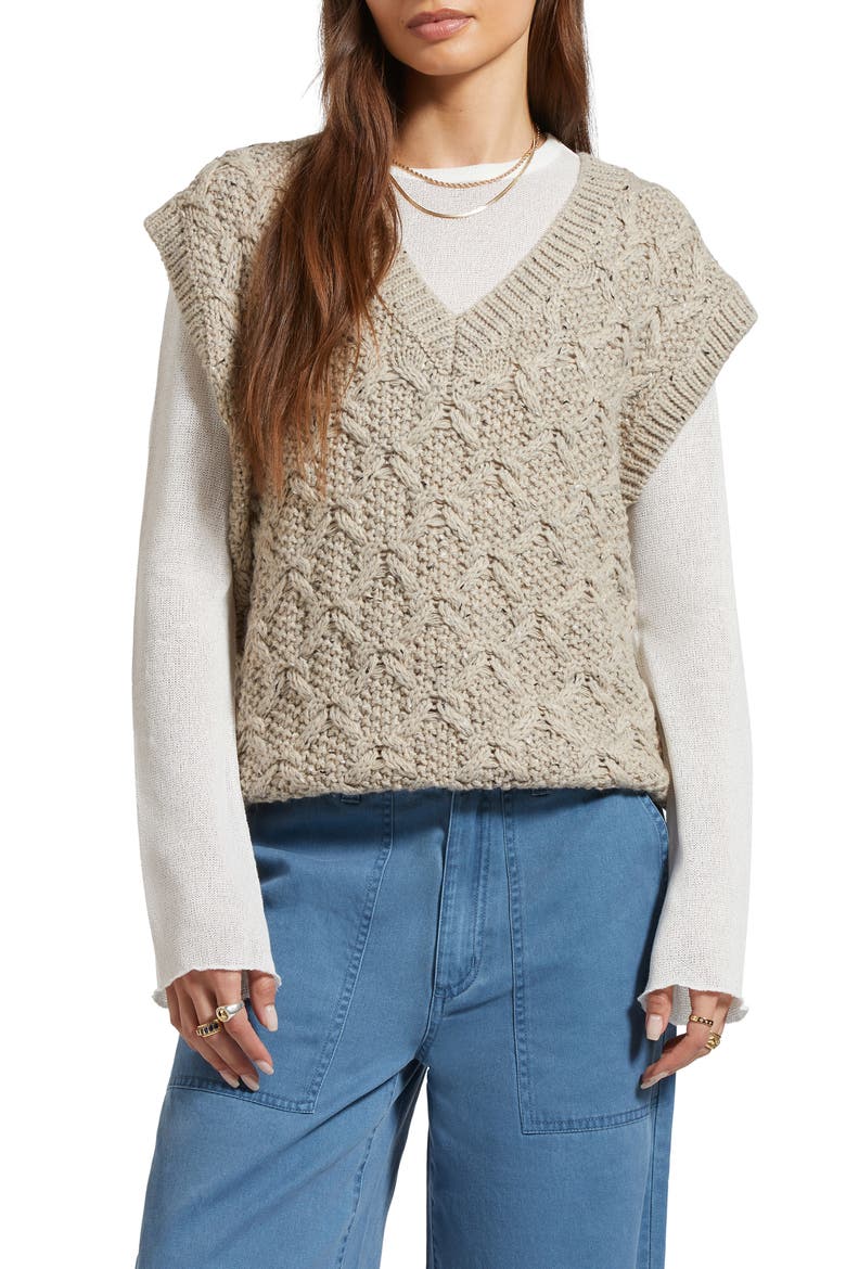 Lafayette Oversize Sweater Vest, Main, color, MARLED BEIGE