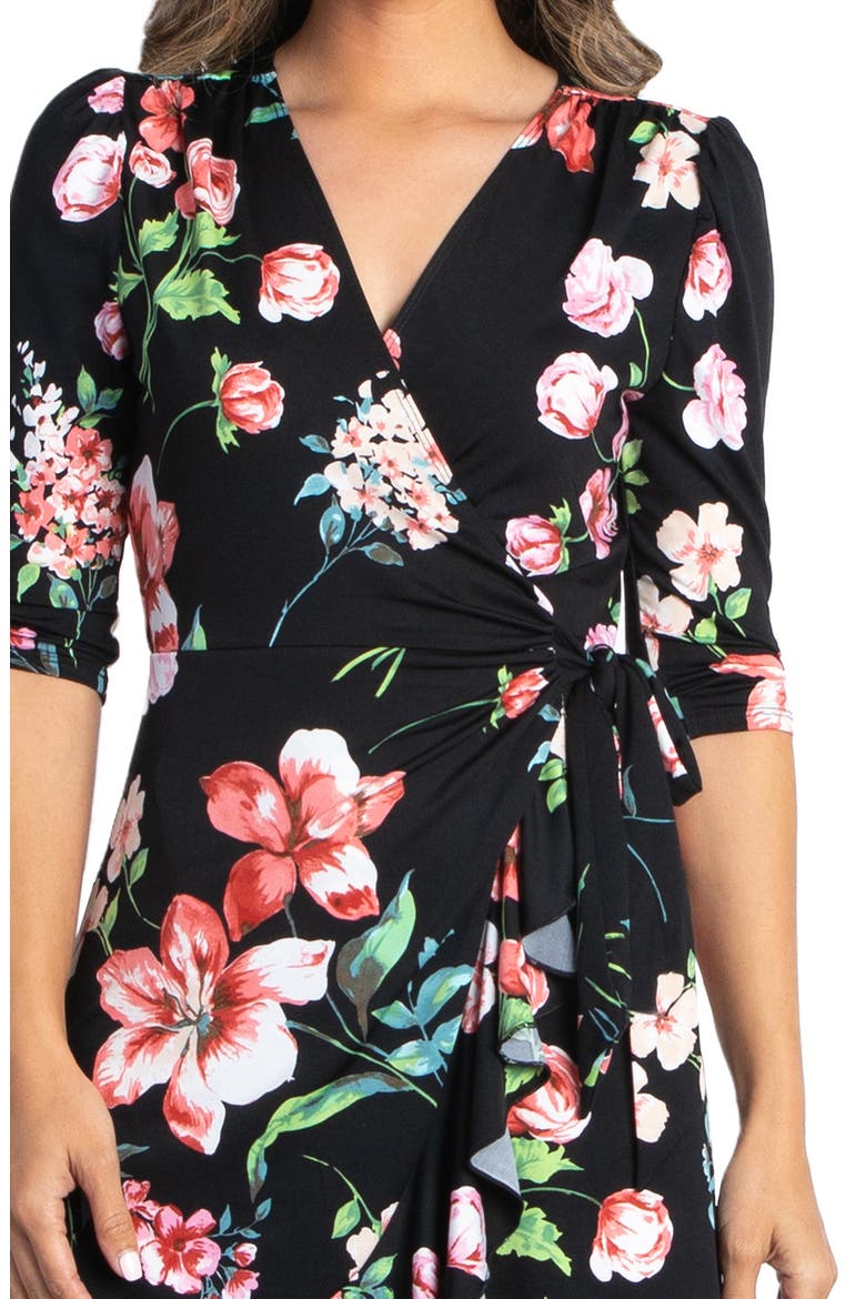 Flirty Flounce Floral Print Wrap Dress, Alternate, color, MIDNIGHT MEADOW