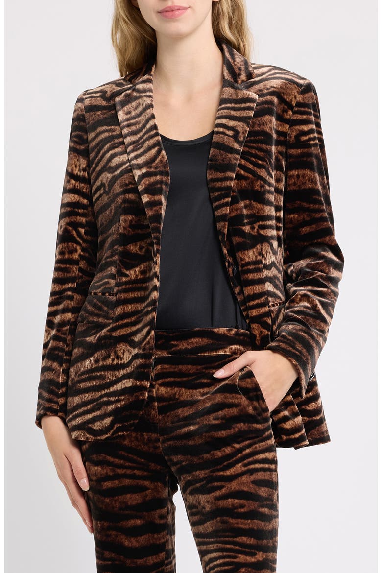 Animal Print One-Button Blazer, Main, color, ANNE BLACK/ BROWN MULTI