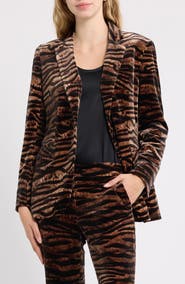 Anne Klein Animal Print One-Button Blazer