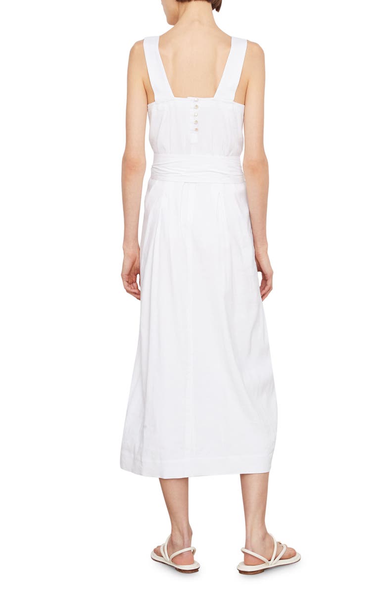 Vince Square Neck Belted Linen Blend Dress, Alternate, color, 