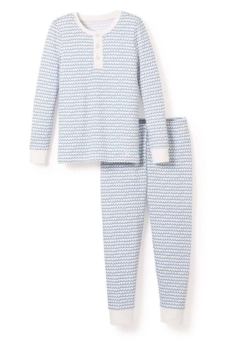 Kids' Wave Stripe Fitted Two-Piece Pima Cotton Pajamas, Main, color, LA MER