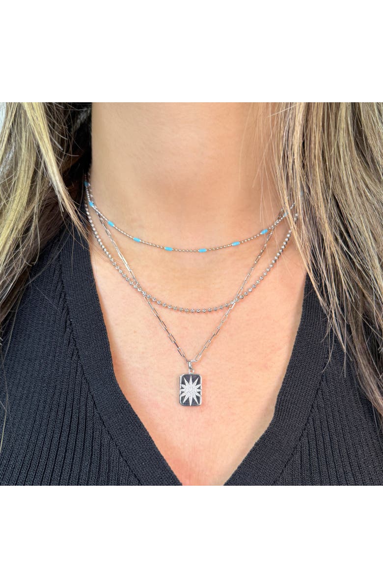 The Lovery Fine Jewelry Blue Enamel Nugget Bead Necklace, Alternate, color, Sterling Silver