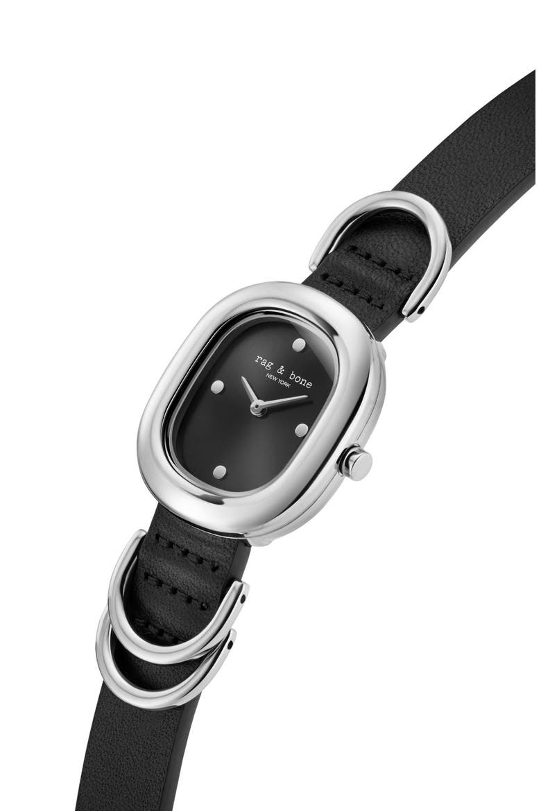 Rory Leather Strap Watch, 25mm, Alternate, color, BLACK
