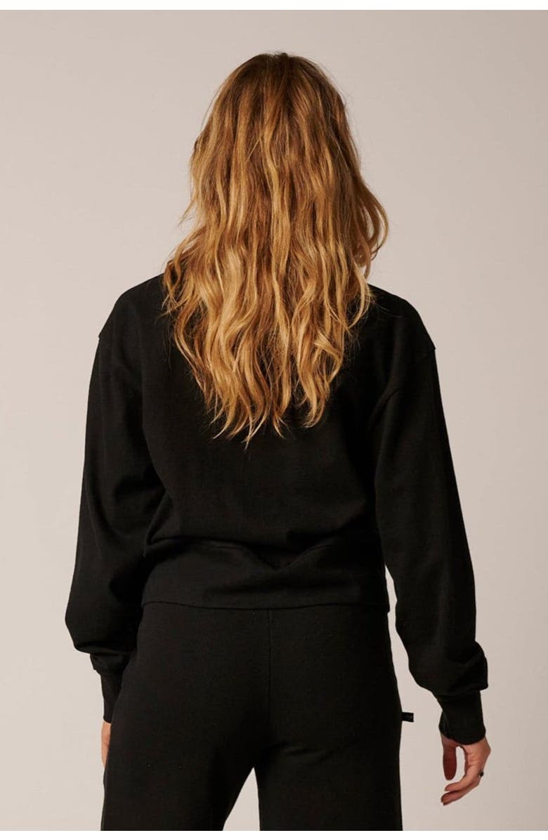 LEISURE LAB Womens Cotton Lounge Crew, Alternate, color, Onyx