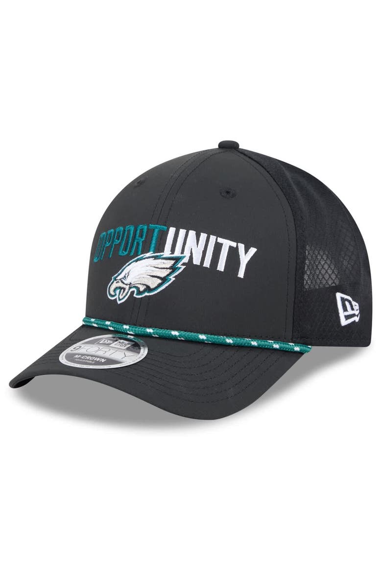 Men's New Era Black Philadelphia Eagles 2025 Inspire Change 9FORTY M-Crown Adjustable Hat, Alternate, color, Black