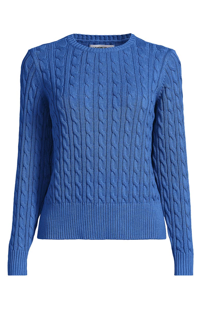 Lands' End Drifter Modern Cable Crew Sweater, Alternate, color, Muted Cobalt Blue