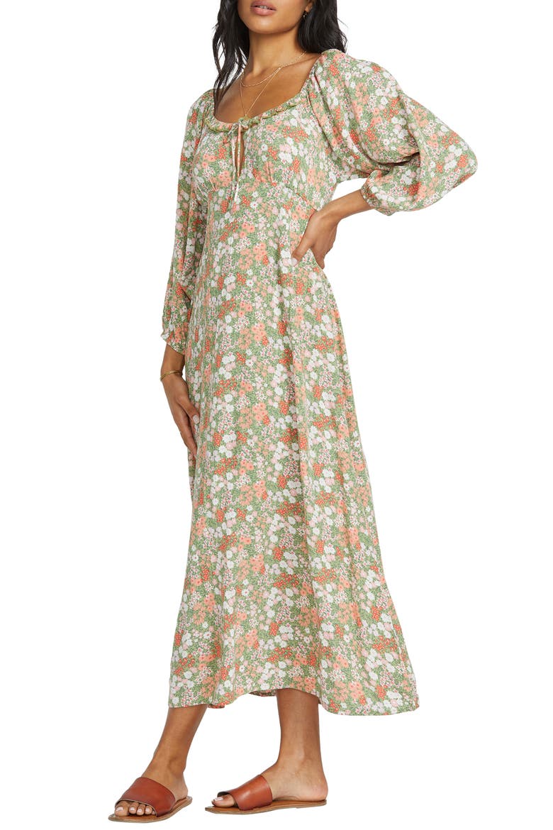 Dream All Day Floral Midi Dress, Alternate, color, AVOCADO