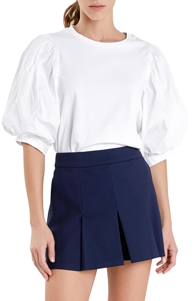 English Factory Mix Media Cotton Top, Main, color, White