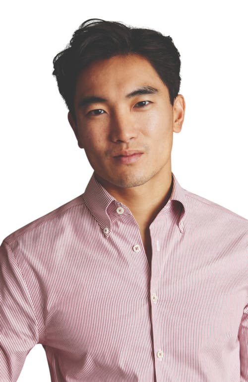CHARLES TYRWHITT CHARLES TYRWHITT NON-IRON STRETCH PINPOINT OXFORD STRIPE SHIRT