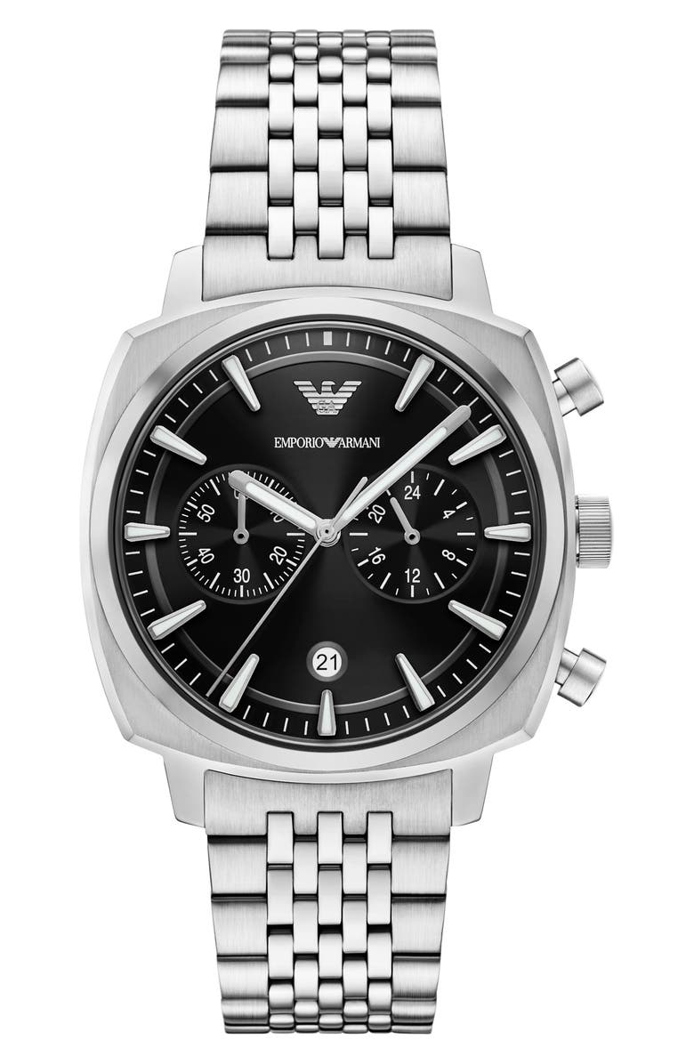 Emporio Armani Chronograph Bracelet Watch, 40mm, Main, color, Silver
