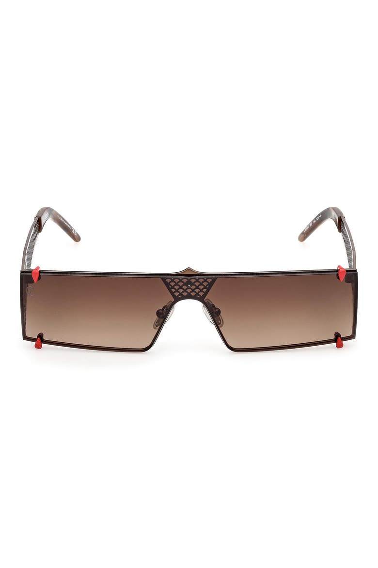 140mm Oversize Shield Sunglasses, Main, color, BRONZE / HORN BROWN EFFECT
