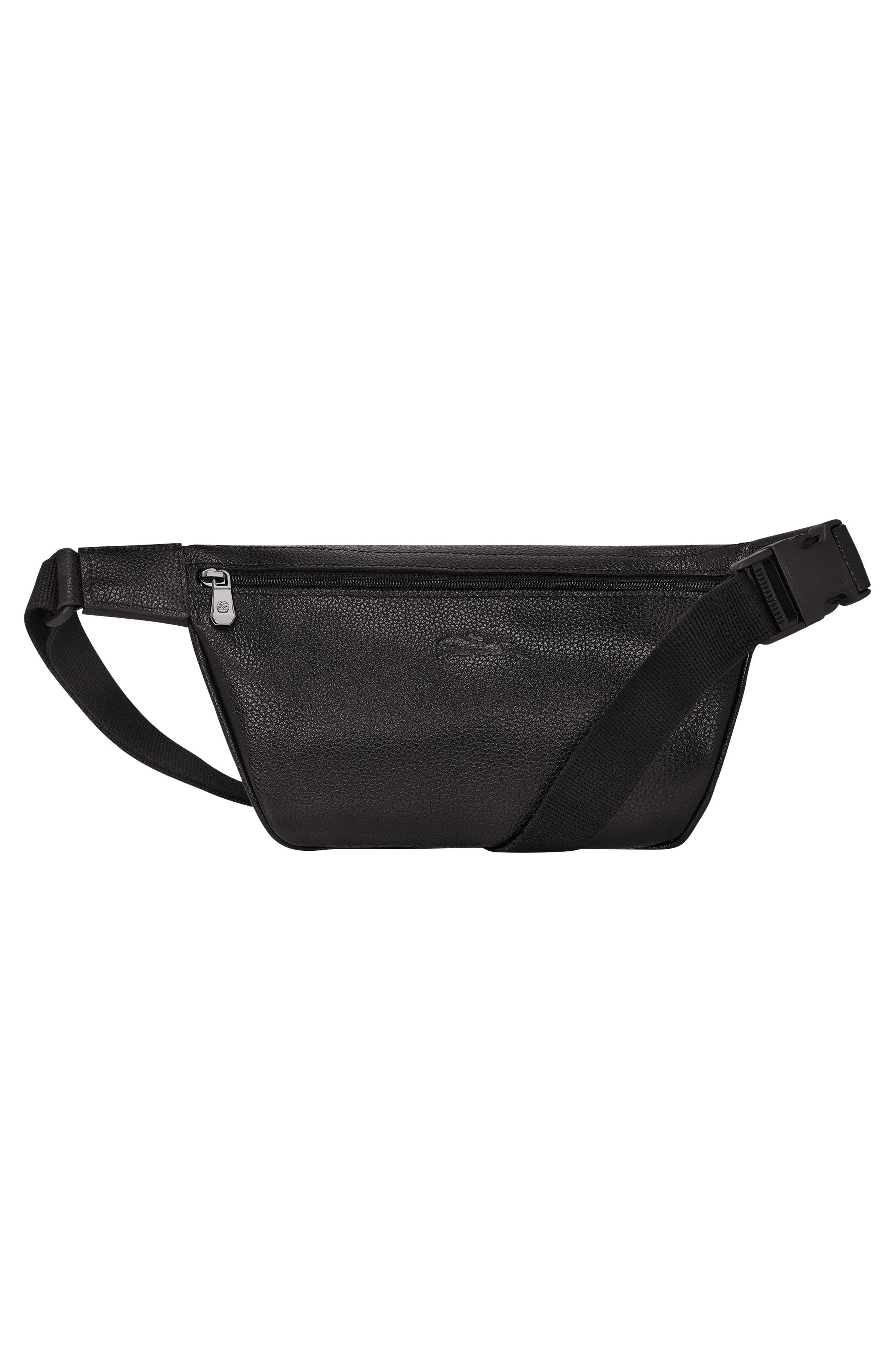 Le Foulonné Leather Belt Bag, Alternate, color, BLACK